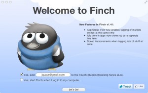 Finch Mac App Start Screen