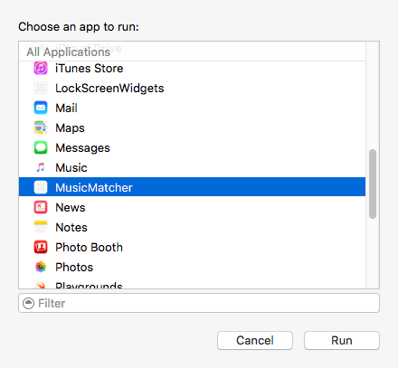 Select the app to run with the extension
